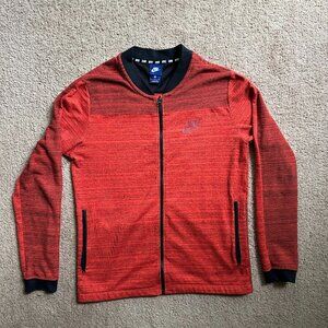 Nike Sweatshirt Mens Medium Full Zip Logo Round Neck Orange Pockets Vtg